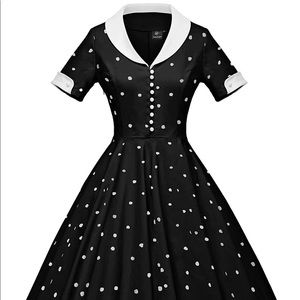 Polka Dot Gown Town Vintage 1950’s Swing Dress